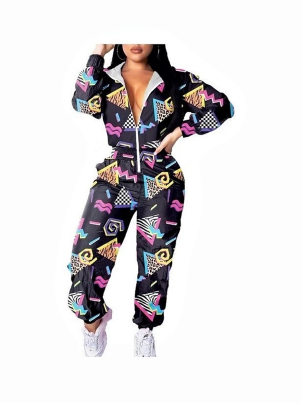 EOSIEDUR Women's Pullover Hoodies Jumpsuit Zipper Jacket Tracksuit Set Geometric